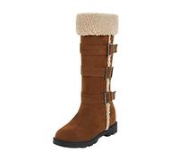 Bottes Femme Hiver, Chic Chaude Confort Antidérapant Fourrées Imperméables Botte de Neige, Bottes à Boucle Tendance, Chaussures Hiver imperméable Chaudes, pour un Look Décontracté et Élégant