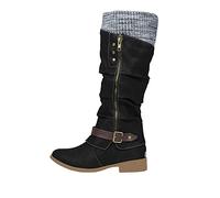 Bottes Femme Hiver, Chic Chaude Confort Antidérapant Fourrées Imperméables Botte de Neige, Bottes Hiver avec Fermeture Éclair, Chaussures Femme imperméable Chaudes, pour un Look Décontracté et Élégant