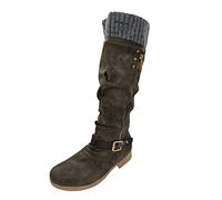 Bottes Femme Hiver, Chic Chaude Confort Antidérapant Fourrées Imperméables Botte de Neige, Bottes Hiver avec Fermeture Éclair, Chaussures Femme imperméable Chaudes, pour un Look Décontracté et Élégant
