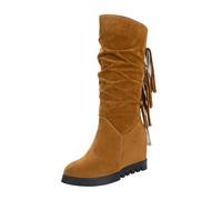 Bottes Femme Hiver Daim Talon Compensé Fourrées | Bottes Neige Chaudes Avec Doublure Épaisse Style Mode Pour Hiver Froid Et Extérieur
