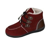 Bottes Femme Hiver Mollet Large Bottes de Neige Femme Chaussure Hiver Botte Plates En Coton Et Toile Épaisse Et Chaude pour Femmes,Nouvelle Automne Botte Chaudes pour Femmes Sans Lacet (Wine,39)