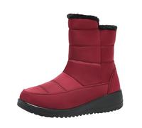 Bottes Femme Hiver Neige Doublées De Polaire Coton Chaud Bottes Courtes Plateforme Marche Légères Semelle Antidérapant Extérieur Boots Confortables (Red, 36)
