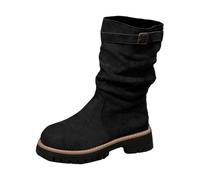 Bottes Femme Mi-Mollet en Daim Bottines Femme Chic et Élégant Botte Plate Confortable Bottine Antidérapantes Chaussure Bottines Hiver Chaudes Boots Souples de Mariage Travail Chaussures Confort Chic