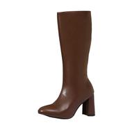 Bottes Femme Mi Mollet Talon Bloc Fermeture Zip Latérale Chaussures Montantes Élégantes Mode Casual Automne Hiver