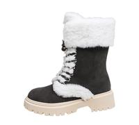 Bottes FemmeBottes d'hiver pour Femmes avec Motif Flocon européen et Semelle Plate en Laine épaisse idéales pour Jour sans négliger Le Style et Le Confort
