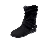 Bottes Femmes À Talons Noir Bottes Ankle Chelsea Basses Élégantes Bottes Texans À Talons Confortables Chaussure Daim Doux Mode Randonnée Bottines Chelsea De Taille Moyenne Avec Semelle Antidérapant