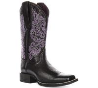 Bottes Femmes Ariat Round Up Stretch Large À Bout Carré Noir Violet UK 3 - 9