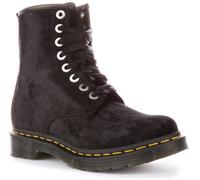 Bottes Femmes Dr Martens Vegan 1460 Crus Velours À Lacets Ruban Noir EU 36-41