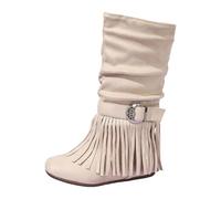 Bottes Fille en Simili Daim, Bottines Mi-Hautes à Boucles Métalliques Décoratives, Chaussures Fille Style Western Confortables et Modernes pour l'Automne et l'Hiver, Idéales pour Petites Filles