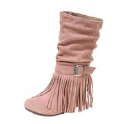 Bottes Fille en Simili Daim, Bottines Mi-Hautes à Boucles Métalliques Décoratives, Chaussures Fille Style Western Confortables et Modernes pour l'Automne et l'Hiver, Idéales pour Petites Filles
