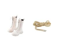 Bottes Filles Printemps Hiver Bottes au mollet simple Style britannique Bottes simples Fermeture éclair latérale Bottes en cuir Bottes filles Bottes en caoutchouc chaudes, Blanc 1 or 1, 27*1+155*1