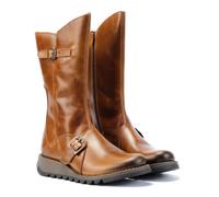 Bottes - Fly London - Mes 2 - Cuir - Marron - Mi-mollet - Zip 37