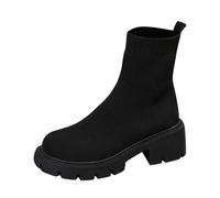 Bottes Fourrées Chaudes Femme Femme Cuir Vintage À La Mode Classique Cowboy sans Lacet Bottes À Lacets Imperméables pour(38)
