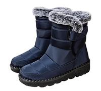 Bottes Fourrées Femme Botte Hiver Fourrure Bottines Neige Doublure Chaude Chaussures Montantes Antidérapant Mode Unisexe Bottes Confortables Bottes Courtes Larges Légères Casual Boots(Bleu,41)