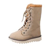 Bottes Fourrees Femme Fourrées Chaude Imperméable Bottines Confortable Antidérapante Mi-Mollet Chaussures Chaude Repousse La Neige Fondue Latérale Zip Bottes chaussure de neige femme Kaki 38