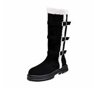 Bottes FourréEs Femme Hiver,Bottes Avec Boucle De Ceinture Semelle Plateforme éPaisse Doublure SynthéTique Hauteur Cheville Pour Un Confort Et Une AdhéRence Optimaux Par Temps Froid(Black 41)