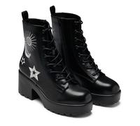 Bottes Gothic de KOI - Astro Silver Star & Moon Chunky Boots - EU36 à EU41 - pour Femme - noir EU 38