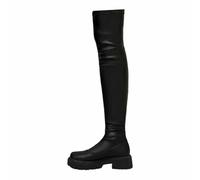 Bottes hautes 2025 avec semelle épaisse et bout rond, design amincissant, coupe extensible confortable, durable, polyvalente, convient aussi bien pour les loisirs que pour les occasions festives, Noir