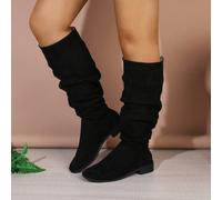 Bottes hautes à bout pointu confortable à talon compensé pour femmes, nouvelles bottes plissées à la mode pour l'automne/l'hiver, taille plus petite de 1 taille CN36,CN37,CN38,CN39,CN40,CN41,CN42Unico