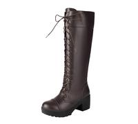 Bottes hautes à lacets pour femme - Talon bloc épais - Bottines