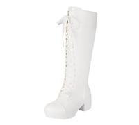 Bottes hautes à lacets pour femme - Talon bloc épais - Bottines