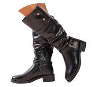 Bottes Hautes à Talons épais, Bottes cavalières Montantes, Chaussures Tendance Automne-Hiver (Black, 43)