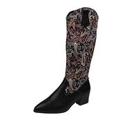 Bottes Hautes au Genou pour Femmes Bottes de Chevalier Longue Mode Classique Botte Vintage Marche Confortables Chaussures Occidentales Classiques Western Boots de Trekking Outdoor Botte de Randonnée