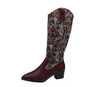 Bottes Hautes au Genou pour Femmes Bottes de Chevalier Longue Mode Classique Botte Vintage Marche Confortables Chaussures Occidentales Classiques Western Boots de Trekking Outdoor Botte de Randonnée
