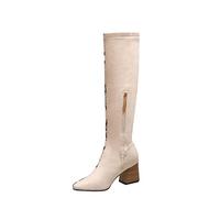 Bottes Hautes au Genou pour Femmes Bottes de Loisirs Longue Mode Classique Botte Vintage Marche Confortables Chaussures Occidentales Classiques Western Boots de Trekking Outdoor Botte de Randonnée