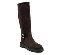 Bottes hautes avec boucle argentée et semelle crantée pour femme Découvrez des bottes hautes en suédine qui conjuguent élégance et caractère pour accompagner vos looks du quotidien. Leur tige structur