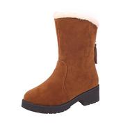 Bottes Hautes Bottes De Neige Femme Hiver Randonnée Couleur Unie Bottines Chaudes Antidérapantes Confortables Chaussures D'Hiver En Plein Air Pour Les Femmes avec Fourrure à Talons Plats