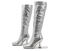 Bottes hautes d'hiver à tête carrée bottes pour enfants à talon fin bottes à talon haut bottes pour femmes ne tombant pas tube bottes élastiques bottes en cuir souple bottes au-dessus du genou