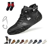 Bottes Hautes En Daim Faites À La Main Italiennes Chaussures Beck for Hommes Baskets Décontractées Imperméables En Daim Bottines D'extérieur Antidérapantes Et Respirantes Pieds Nus(Noir,43 EU)