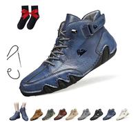 Bottes Hautes En Daim Faites À La Main Italiennes Chaussures Beck for Hommes Baskets Décontractées Imperméables En Daim Bottines D'extérieur Antidérapantes Et Respirantes Pieds Nus(bleu,43 EU)