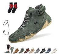Bottes Hautes En Daim Faites À La Main Italiennes Chaussures Beck for Hommes Baskets Décontractées Imperméables En Daim Bottines D'extérieur Antidérapantes Et Respirantes Pieds Nus(vert,43 EU)