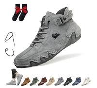 Bottes Hautes En Daim Faites À La Main Italiennes Chaussures Beck for Hommes Baskets Décontractées Imperméables En Daim Bottines D'extérieur Antidérapantes Et Respirantes Pieds Nus(gris,40 EU)