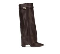 Bottes hautes en simili à talon et fourreau.Dotées d'une bride à détail métallique sur le haut.Possèdent une fermeture zippée sur le 40