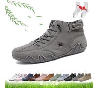 Bottes Hautes Faites à la Main for Femmes, Chaussures Beck for Femmes Marche Pieds Nus Bottes Chukka légères et Respirantes Mocassins Plats for la randonnée et la Marche(Gris,36 EU)