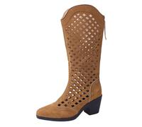 Bottes Hautes Femme Ajourées en Simili Cuir, Zip Arrière, Style Urbain | Les découpes ajourées allègent la ligne de la tige; cette botte femme complète robe, jean ou jupe durant la mi-saison.