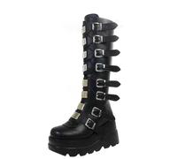 Bottes Hautes Femme en Simili Cuir, Style Cavalier, Bout Rond, Talon Moyen | Le style cavalier donne une allure affirmée; cette botte femme accompagne jean, robe ou jupe pendant l’automne-hiver.