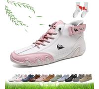 Bottes Hautes Hdmade pour Femmes, Chaussures De Marche Pieds Nus Femmes Extérieur Antidérapant Léger Respirant Chukka Bottes Mocassins Plats pour La Randonnée Et La Marche, Pink 2, 40 EU