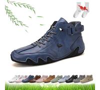 Bottes Hautes Hdmade pour Femmes, Chaussures De Marche Pieds Nus Femmes Extérieur Antidérapant Léger Respirant Chukka Bottes Mocassins Plats pour La Randonnée Et La Marche, Blue, 41 EU