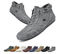 Bottes hautes italiennes en daim faites à la main - Beck Shoes Baskets décontractées imperméables for homme, bottes Chukka montantes antidérapantes et respirantes for l'extérieur toutes saisons(gris,4