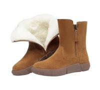 Bottes hautes pour femme - Chaussures décontractées tendance - Chaussures plates respirantes - Bottes d'hiver chaudes doublées pour femme et fille - Pointure 26, marron, 38 EU