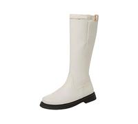 Bottes hautes pour femme - Élégantes et confortables - Avec boucle de ceinture - Décontractées - Polyvalentes - Imperméables - Talon bas - Larges bottes de veau - Pour fête en plein air, blanc, 40 EU