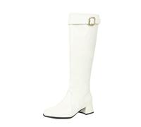 Bottes Hautes pour Femmes À Mollet Large Talon Bas Épais Élastiques | Bottes Longues À Bout Carré Avec Fermeture Éclair Latérale, Bottes D'automne Et D'hiver Pour Toutes Les Quotidiennes