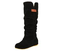 Bottes Hautes Pour Femmes À Talon Plat - Bottes De Cheville En Daim À Bout Rond À Talon Bas Bottes De Moto Élastiques Confortables Bottines À Fermeture Éclair Bottes D'Hiver D'Extérieur Chaudes Bottes