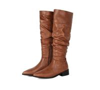 Bottes Hautes Western pour Femmes À Bout Pointu avec Fermeture Éclair | Bottes Chevalier Montantes Jusqu'au Genou À Plat, Bottes Longues Pour Tenues, Jours De Bureau, Shopping, Voyage
