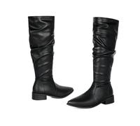Bottes Hautes Western pour Femmes À Bout Pointu avec Fermeture Éclair | Bottes Chevalier Montantes Jusqu'au Genou À Plat, Bottes Longues Pour Tenues, Jours De Bureau, Shopping, Voyage