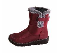 Bottes Hiver-Bottes d'hiver féminines Robustes et Chaudes pour Temps Froid avec Semelles épaisses adaptées à la Vie Quotidienne et aux d'hiver (Red- 37)